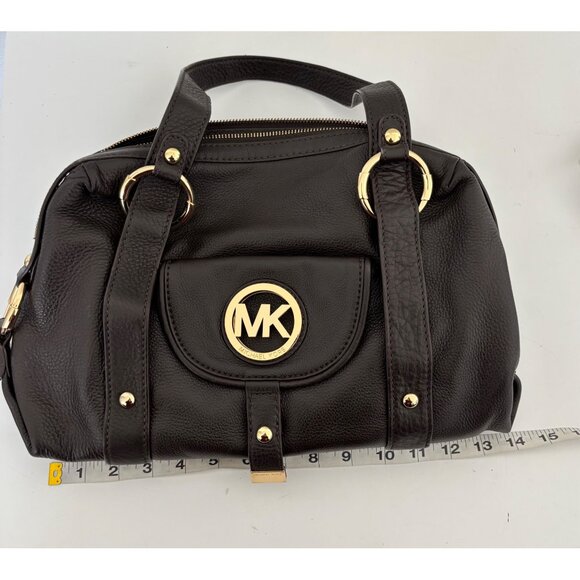 Michael Kors Brown Pebbled Leather Bag Gold Hardware Quiet Luxury Old Money - Picture 5 of 13